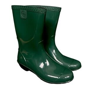 UGG Green Pull On Rain Boots Waterproof Rubber Women's Size 8